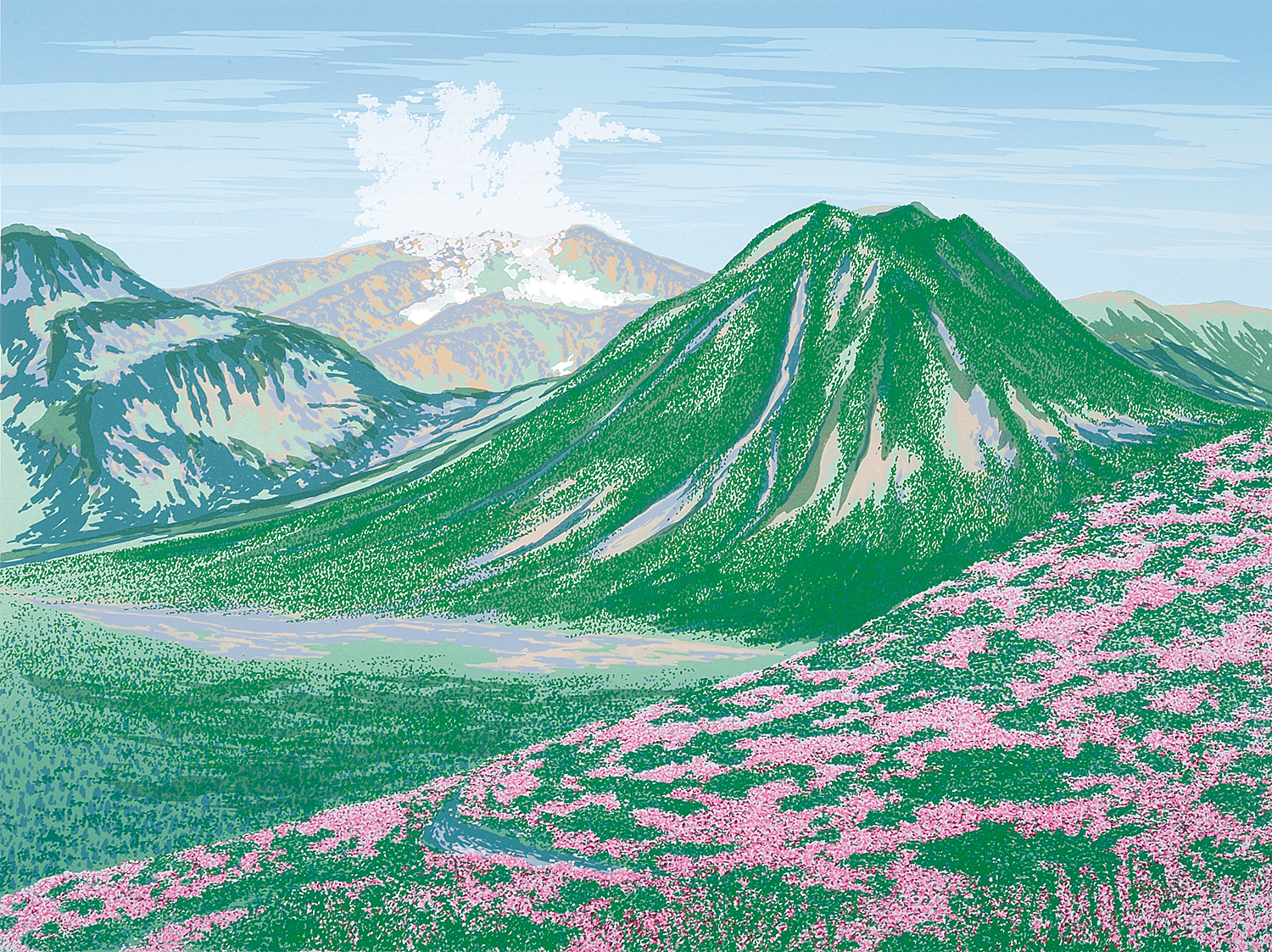 水彩画　ジクレー版画「ミヤマキリシマ」（玖珠郡） 水彩画 ジクレー版画「ミヤマキリシマ」（玖珠郡）