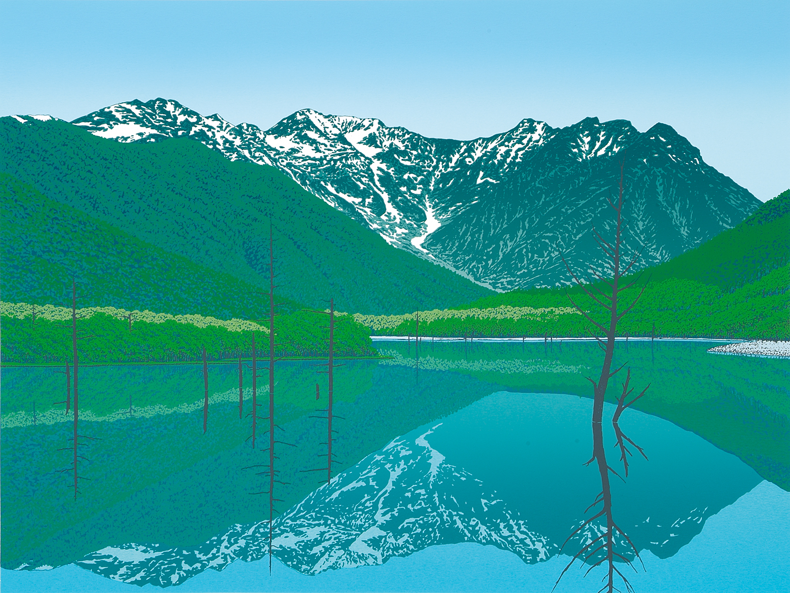 峻峰 穂高連峰 - 版画家 小暮真望