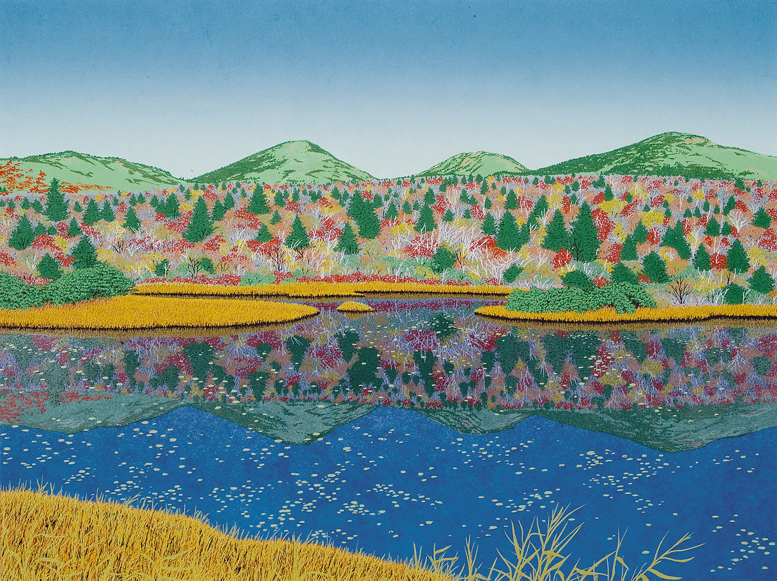 【真作】関出/創画会/八甲田一隅/共シール/掛軸/名家伝来/Z-879 錦映 八甲田山 - 版画家 小暮真望