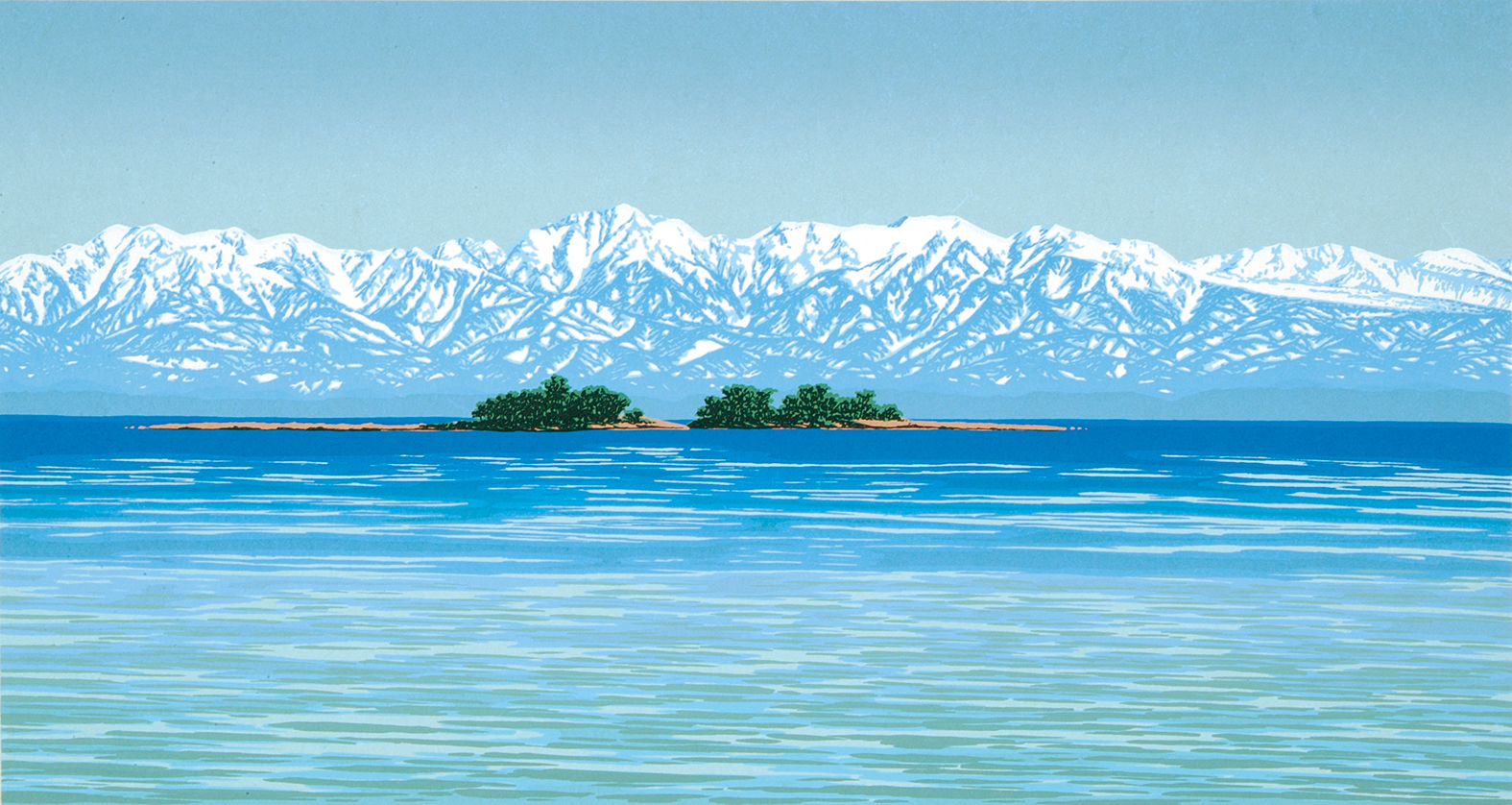 海に立つ立山連峰 - 版画家 小暮真望