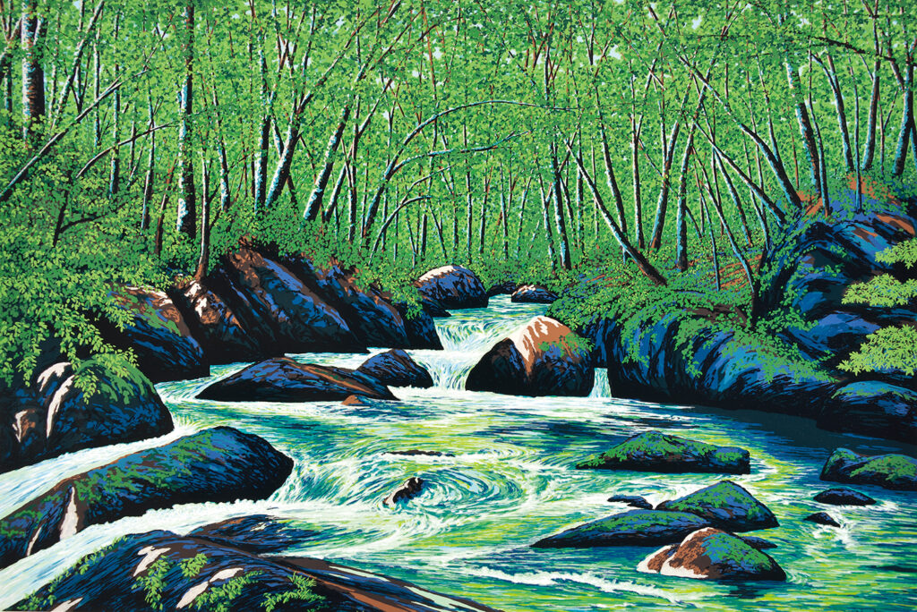 小紋 未使用品 鬼しぼ縮緬 街並み 風景 絵画 珍品 NK-931 緑渓 - 版画家 小暮真望